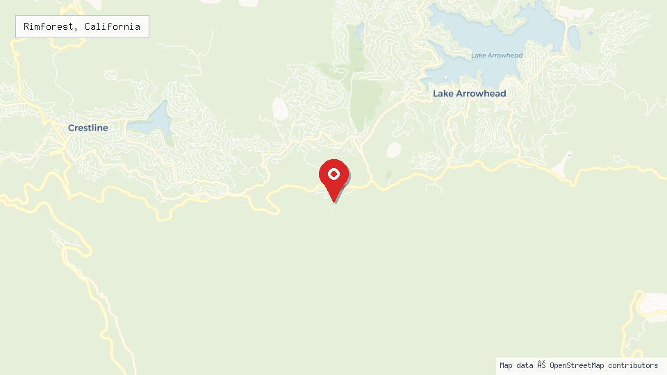 Street map of Rimforest, California with location pin