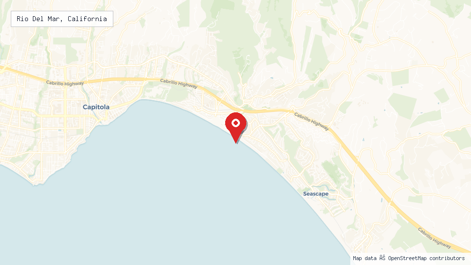 Street map of Rio Del Mar, California with location pin