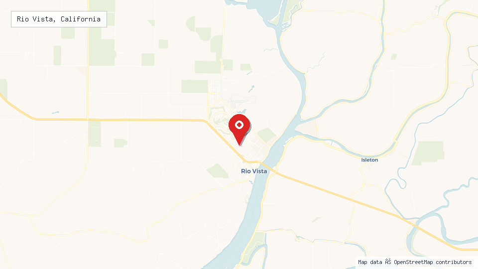Street map of Rio Vista, California with location pin