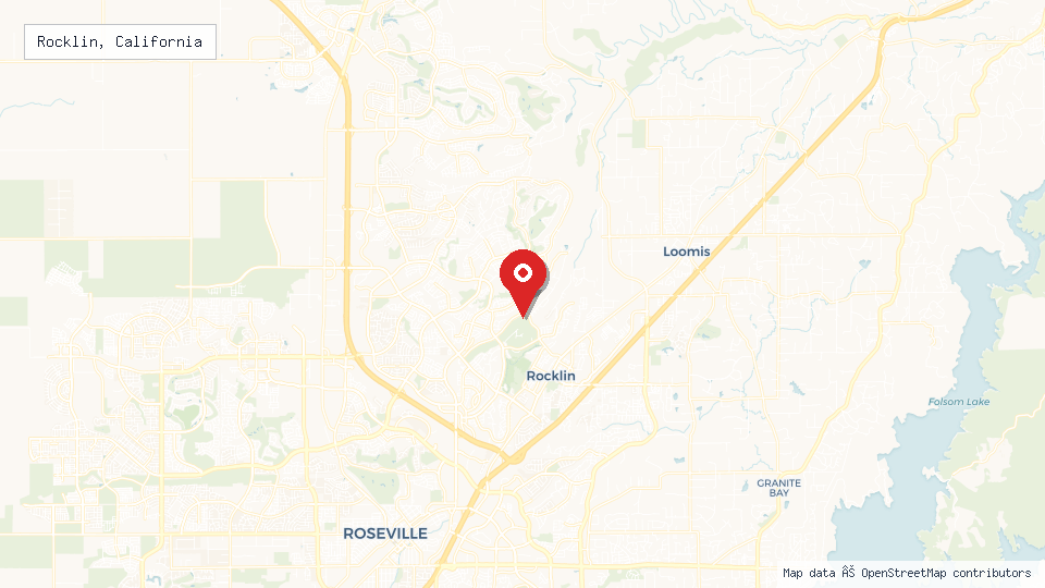 Street map of Rocklin, California with location pin