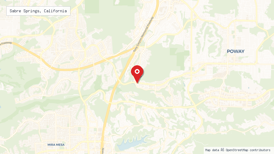 Street map of Sabre Springs, California with location pin