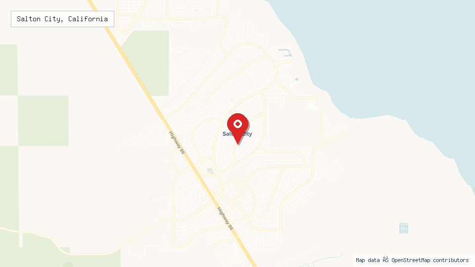Street map of Salton City, California with location pin