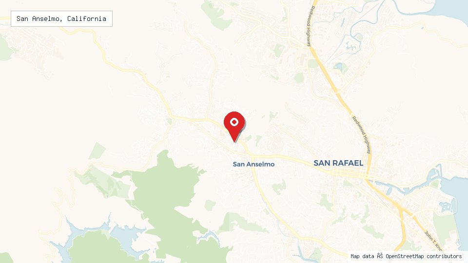 Street map of San Anselmo, California with location pin
