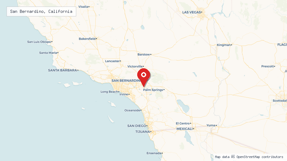 Street map of San Bernardino, California with location pin