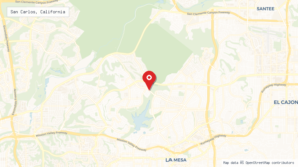Street map of San Carlos, California with location pin