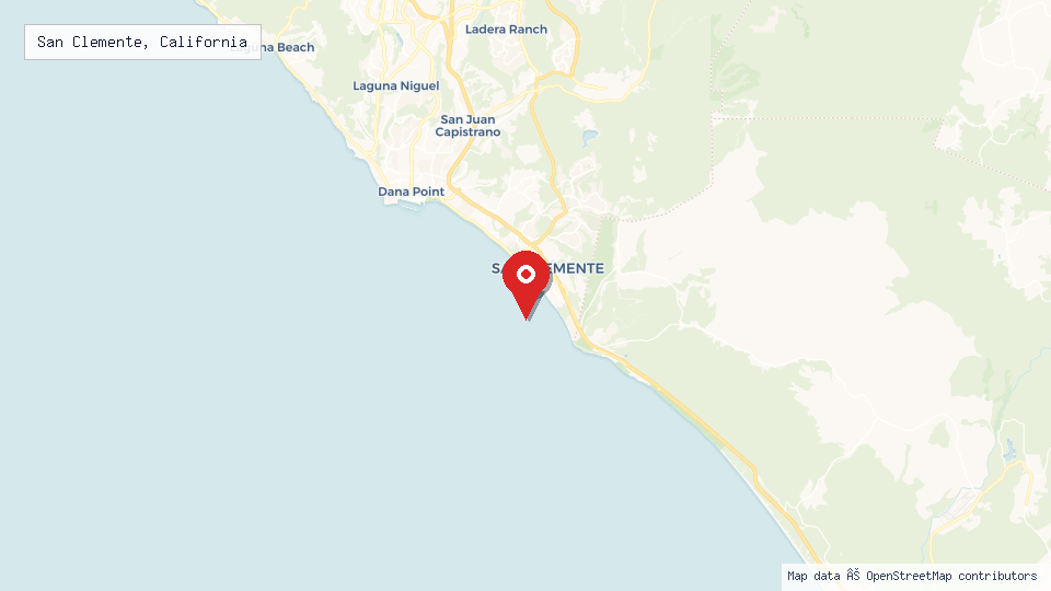 Street map of San Clemente, California with location pin