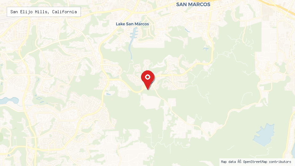 Street map of San Elijo Hills, California with location pin
