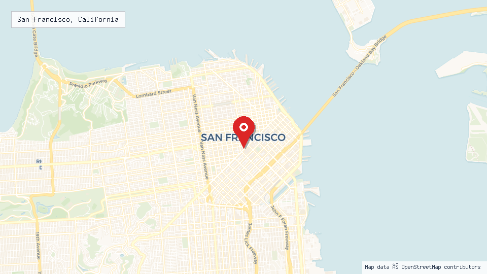 Street map of San Francisco, California with location pin