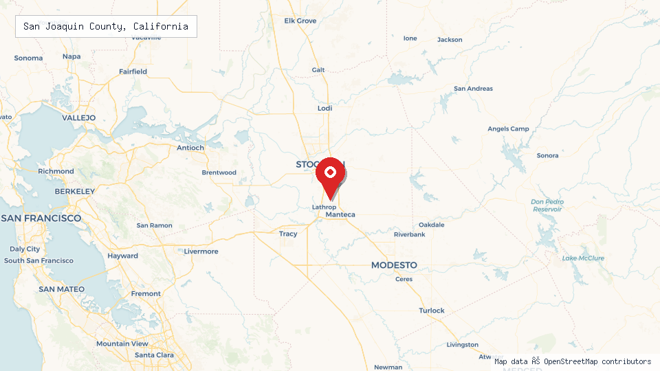 Street map of San Joaquin County, California with location pin