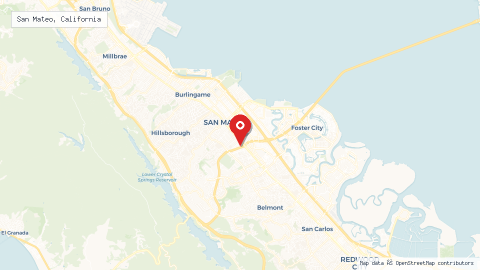 Street map of San Mateo, California with location pin
