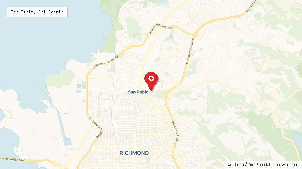 Street map of San Pablo, California with location pin