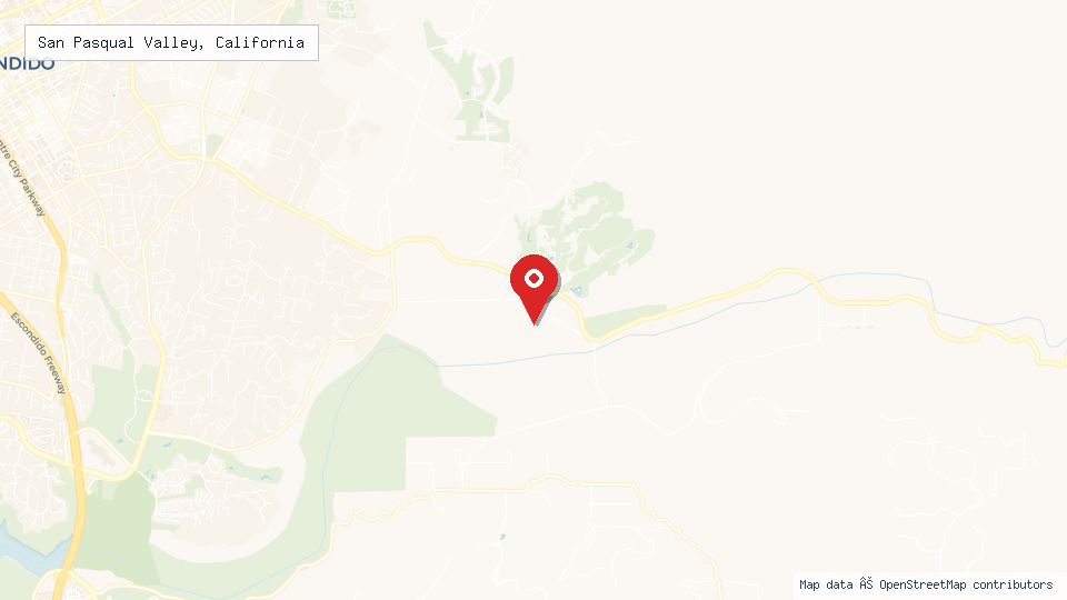 Street map of San Pasqual Valley, California with location pin