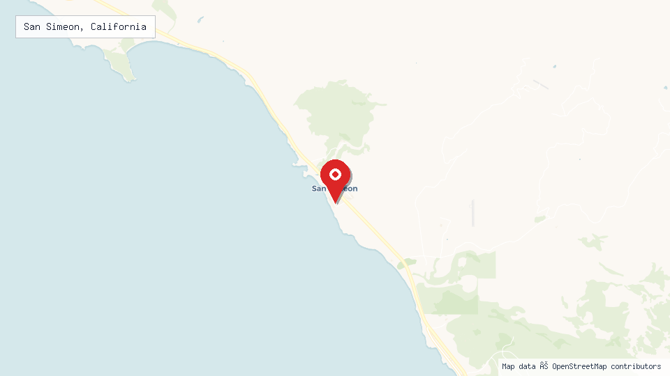 Street map of San Simeon, California with location pin