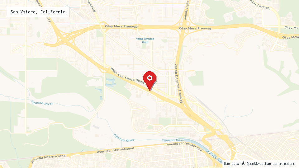 Street map of San Ysidro, California with location pin