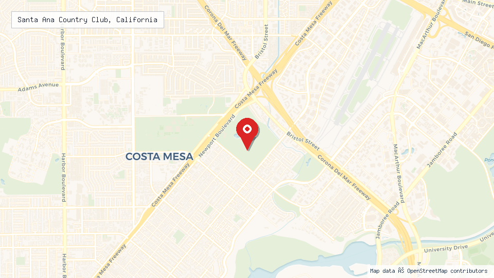 Street map of Santa Ana Country Club, California with location pin