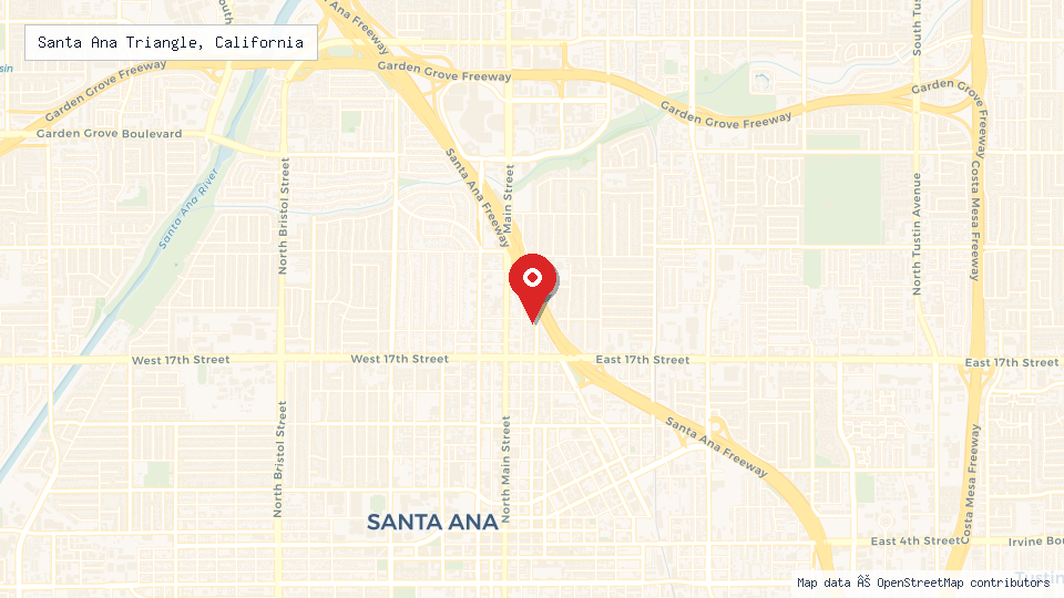 Street map of Santa Ana Triangle, California with location pin