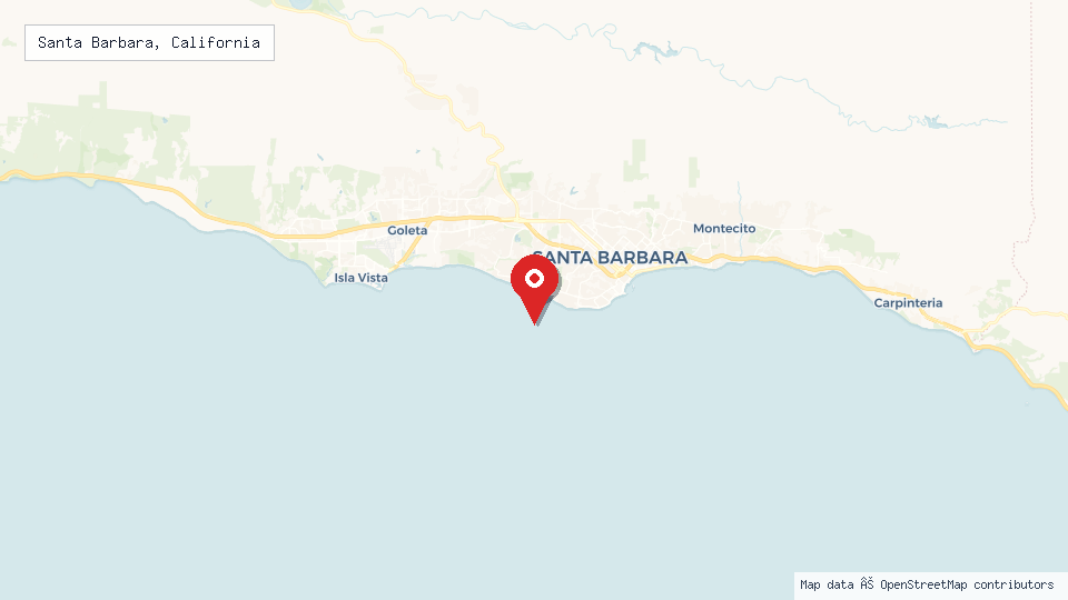 Street map of Santa Barbara, California with location pin