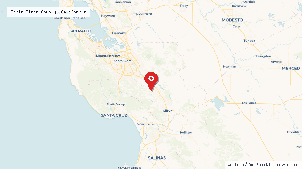 Street map of Santa Clara County, California with location pin