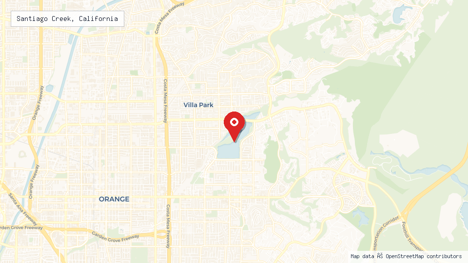 Street map of Santiago Creek, California with location pin