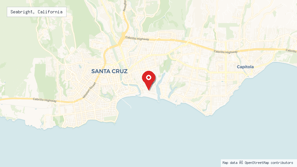 Street map of Seabright, California with location pin
