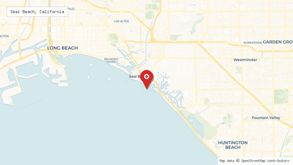 Street map of Seal Beach, California with location pin
