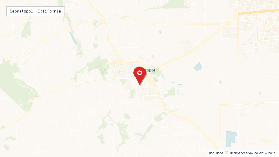 Street map of Sebastopol, California with location pin