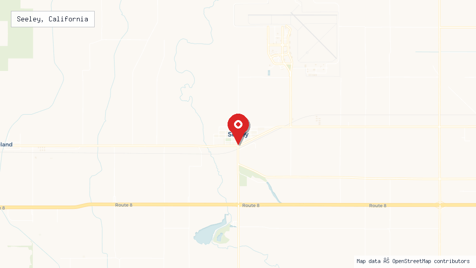 Street map of Seeley, California with location pin
