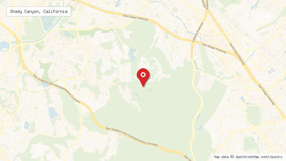 Street map of Shady Canyon, California with location pin
