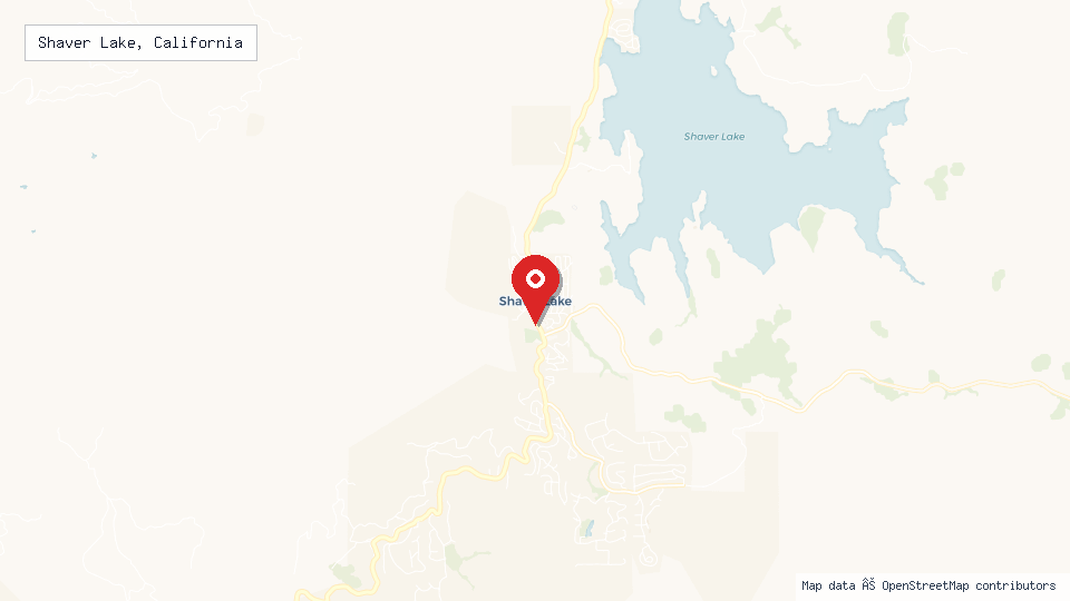 Street map of Shaver Lake, California with location pin
