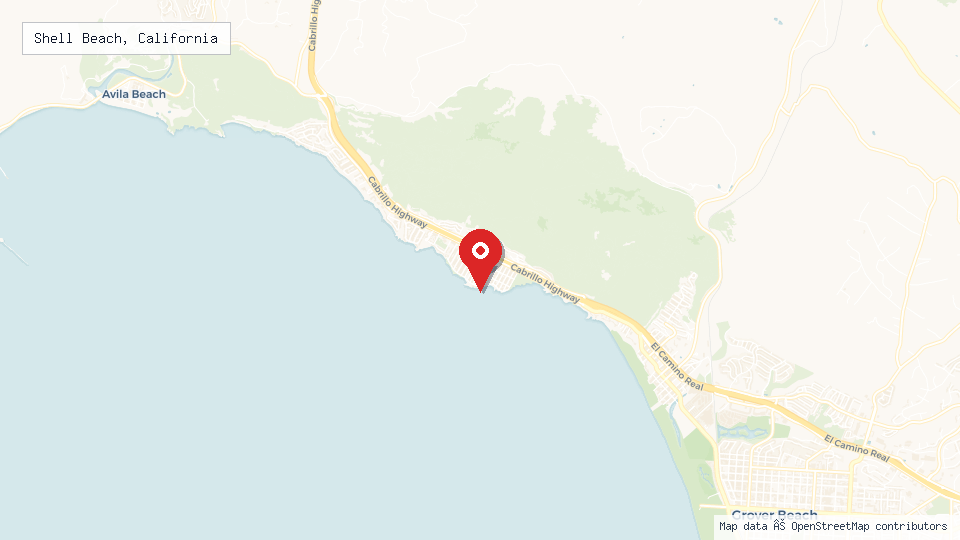 Street map of Shell Beach, California with location pin
