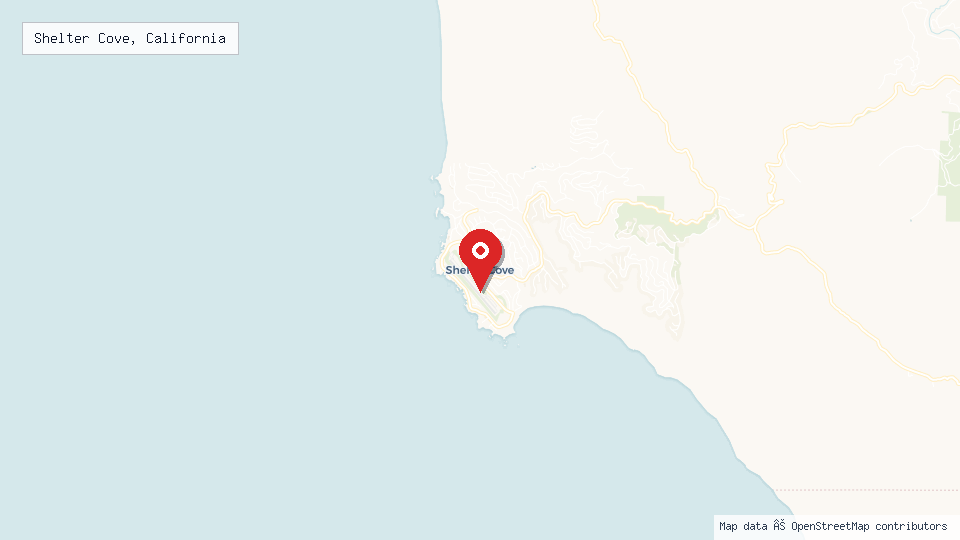 Street map of Shelter Cove, California with location pin