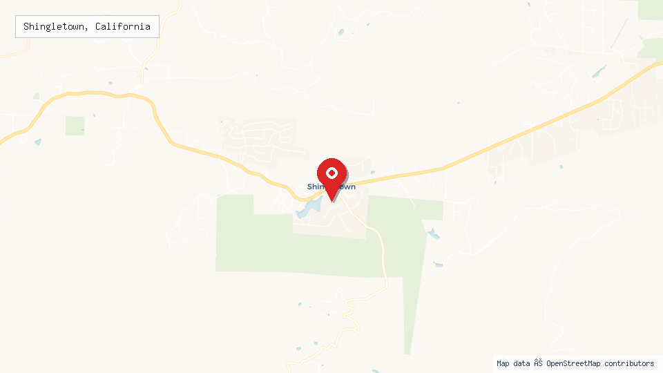 Street map of Shingletown, California with location pin