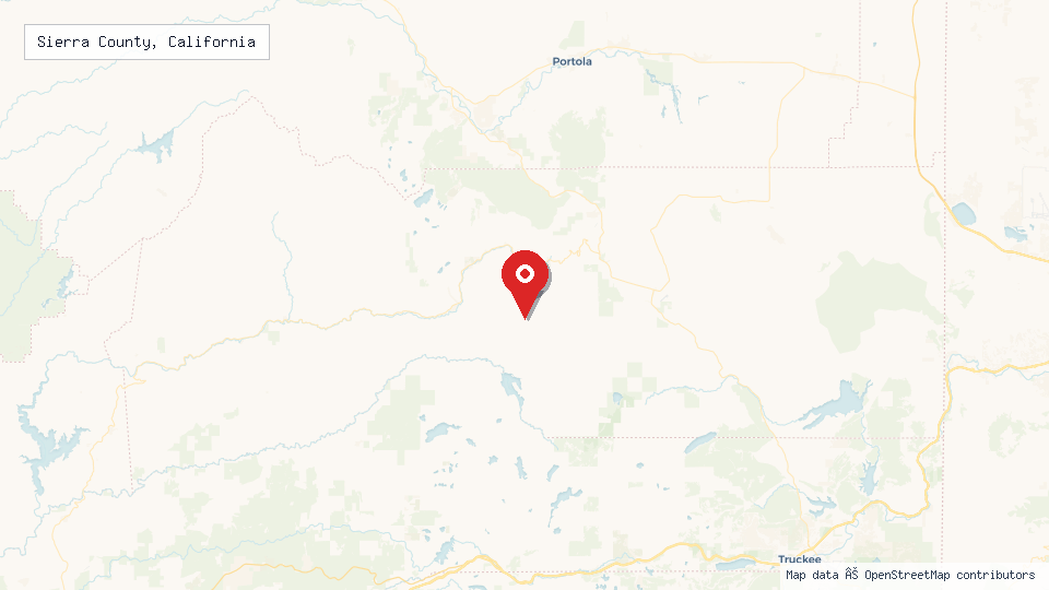 Street map of Sierra County, California with location pin