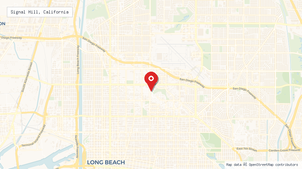 Street map of Signal Hill, California with location pin