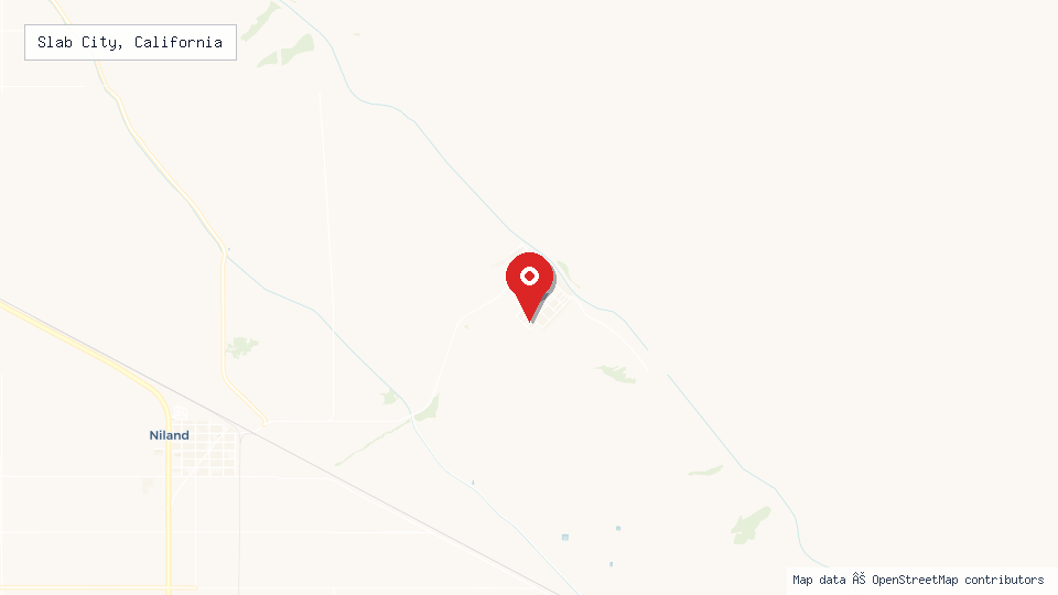 Street map of Slab City, California with location pin