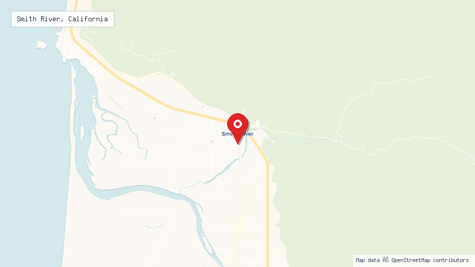 Street map of Smith River, California with location pin