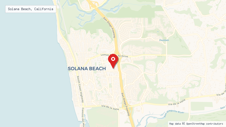 Street map of Solana Beach, California with location pin