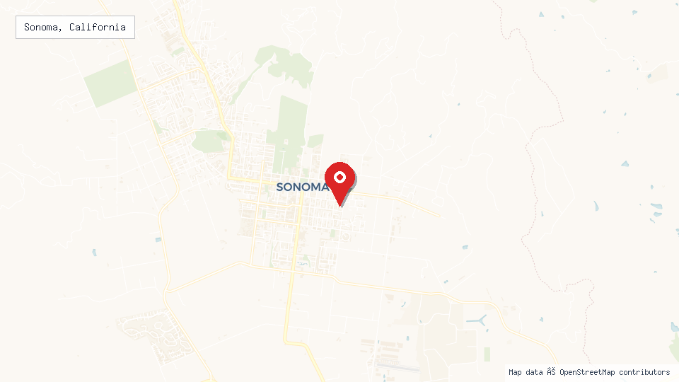 Street map of Sonoma, California with location pin