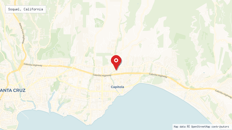 Street map of Soquel, California with location pin