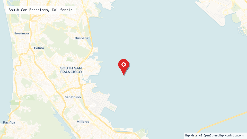 Street map of South San Francisco, California with location pin