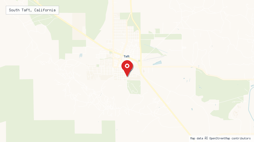 Street map of South Taft, California with location pin
