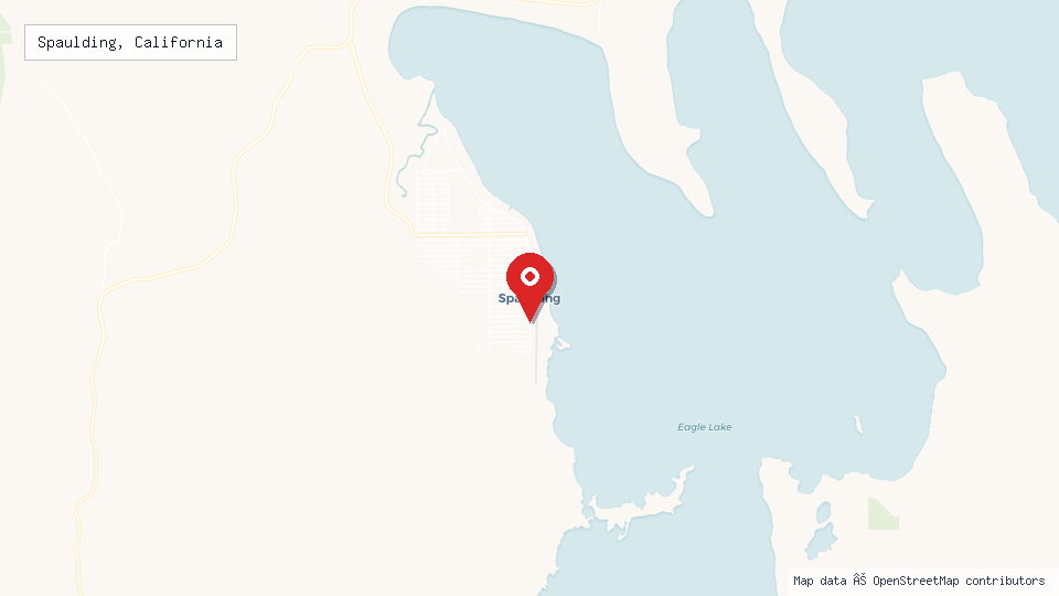 Street map of Spaulding, California with location pin