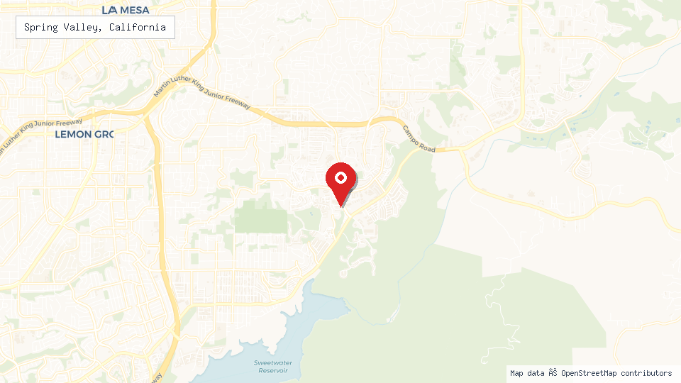 Street map of Spring Valley, California with location pin