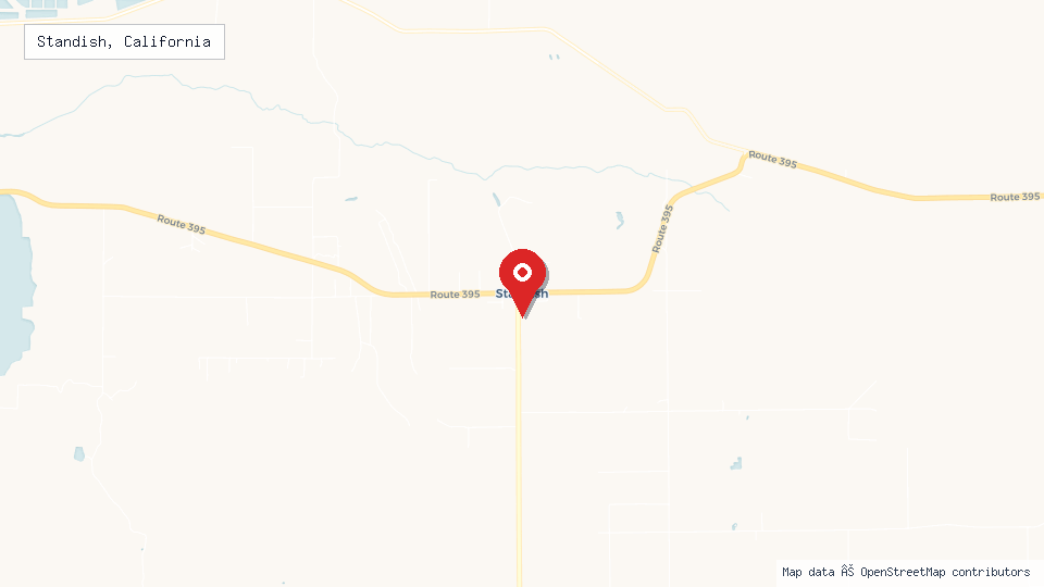 Street map of Standish, California with location pin