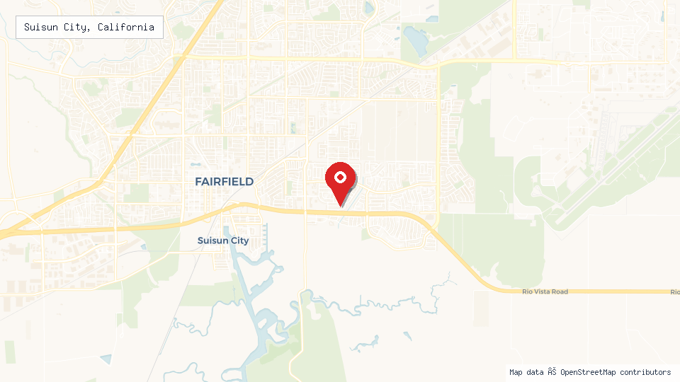 Street map of Suisun City, California with location pin
