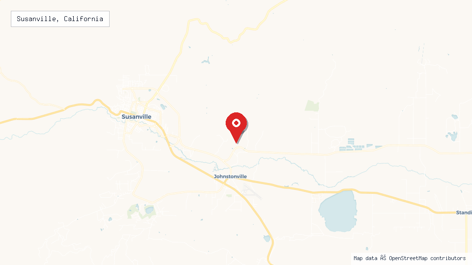 Street map of Susanville, California with location pin