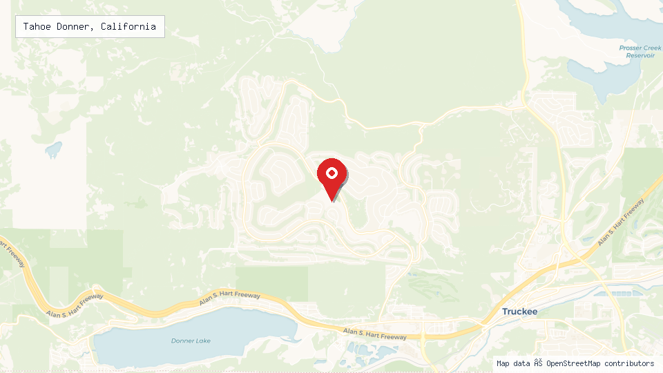 Street map of Tahoe Donner, California with location pin