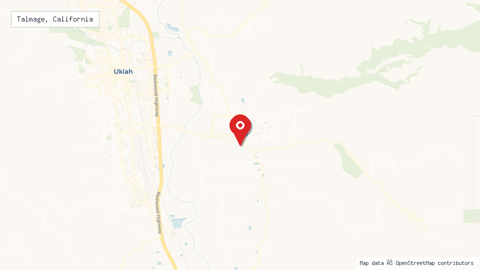 Street map of Talmage, California with location pin