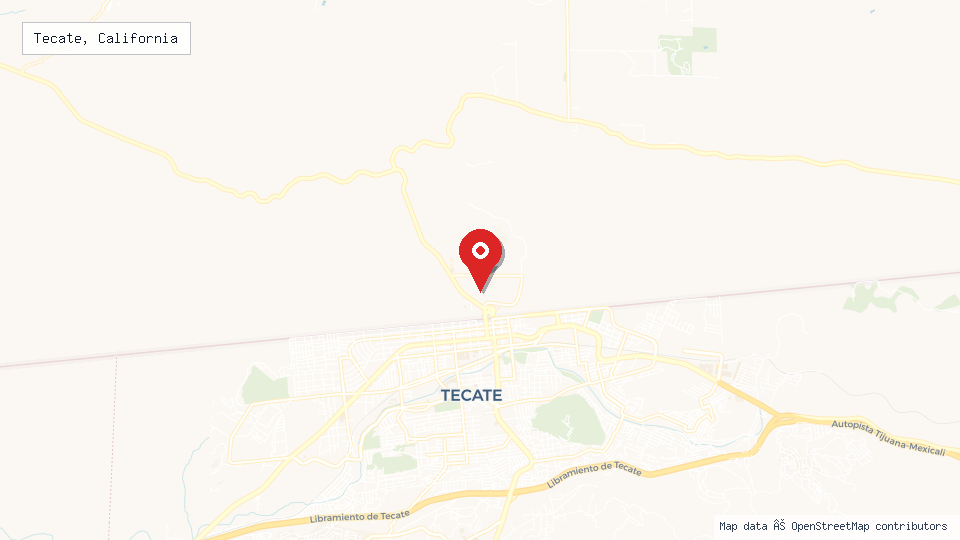 Street map of Tecate, California with location pin