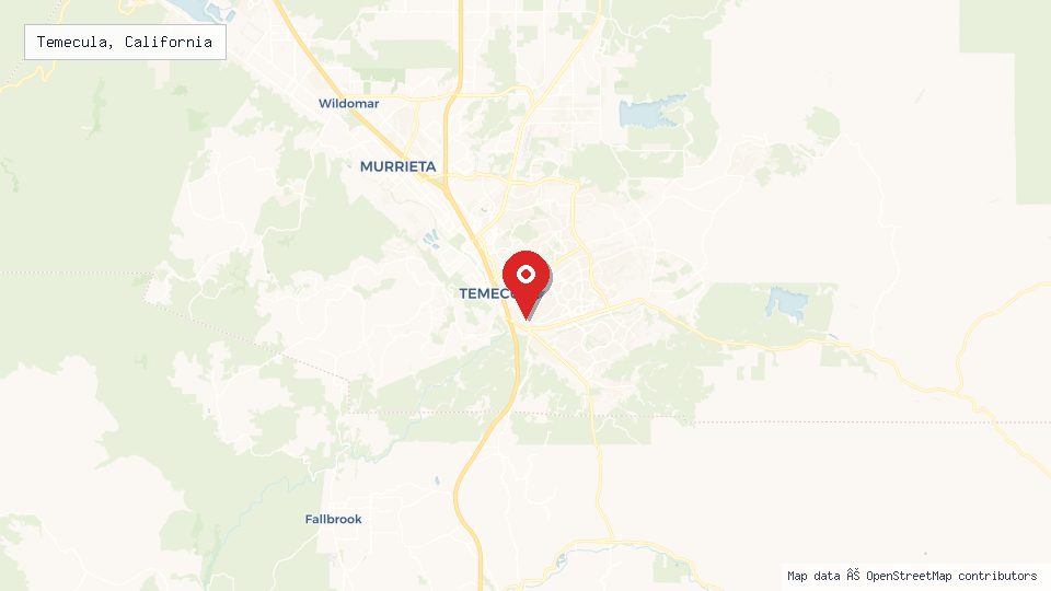 Street map of Temecula, California with location pin